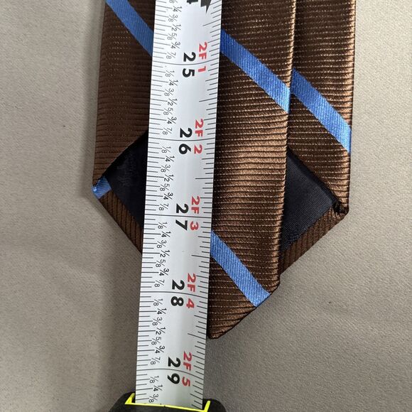 NWT Brooks Brothers “346” Tie Dark Bronze‎ Blue Stripe L:57” W:3.5” - Picture 3 of 7